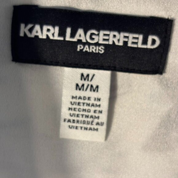 Karl Lagerfeld Paris Womens Graphic Print Long Sleeve Button-Down Shirt M 100% P - Picture 3 of 13